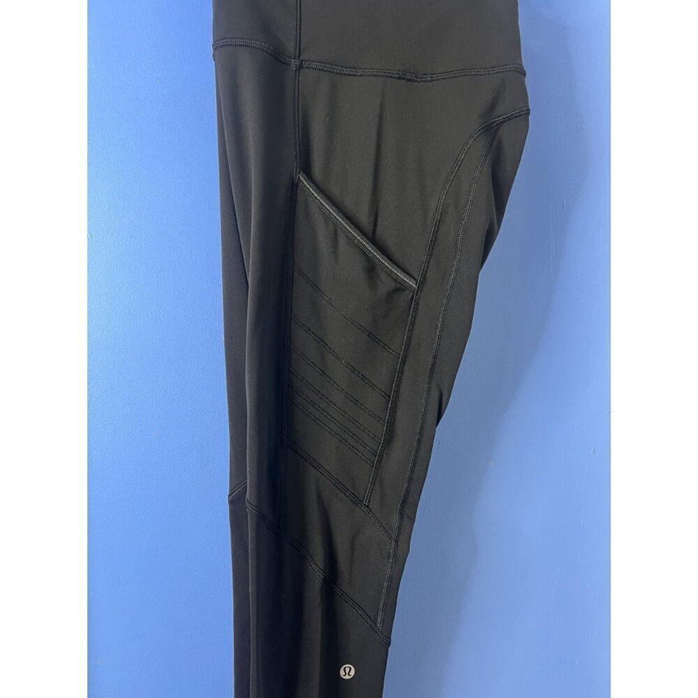Lululemon High-Waisted Leggings Women 8 Black Side Pocket hiking Active - Picture 2 of 9